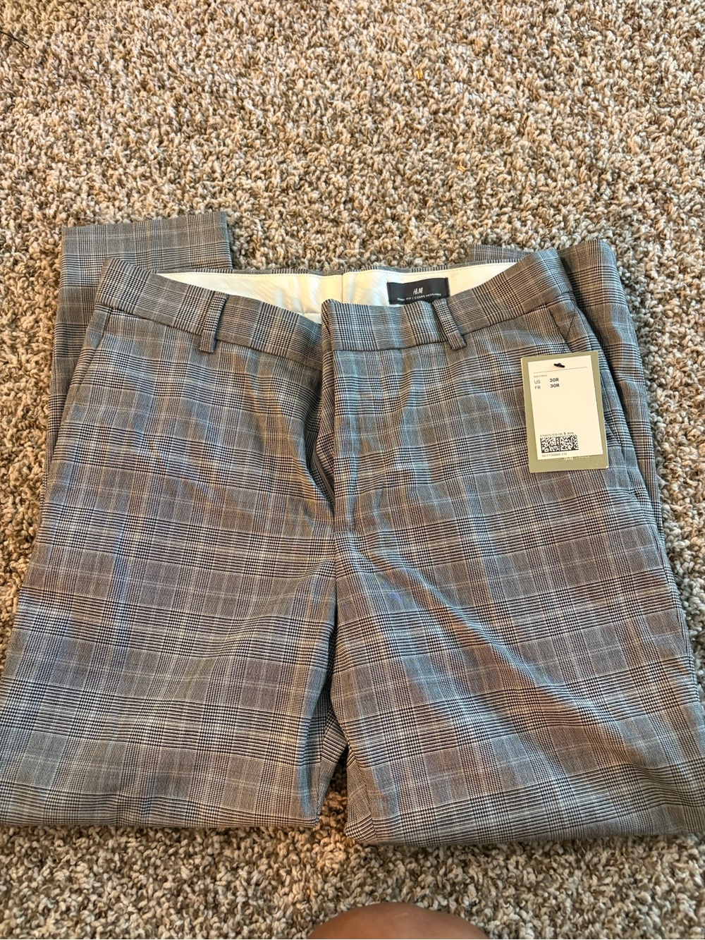 H&M Men's Plaid Dress Pants in Gray and Blue